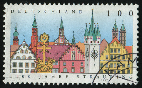 德国风格建筑邮票历史性风格集邮古董房子吸引力建筑城市卡片邮戳背景