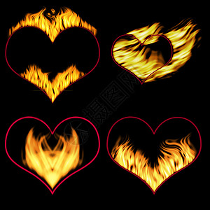 心在烈火中热情危险婚礼火焰夫妻刷子标识中风假期阴影背景图片