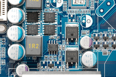 电子电气主板半导体绿色电路线条蓝色母板电路板宏观背景图片