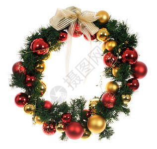 圣诞哭泣星星装饰品蜡烛柳条红色装饰木头花圈金子假期球高清图片素材