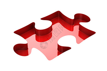 白色背景上的拼图 孤立的 3D 图像团队空白红色解决方案艺术社区一体化合伙游戏玩具背景图片
