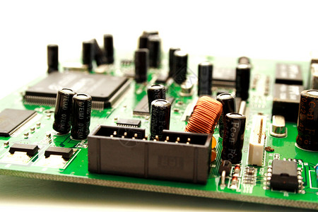 物理电路绿色计算机电路板晶体管的福托背景