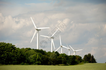 景观和风力涡轮机技术风车活力植物生态翅膀金属绿色发电机环境背景图片