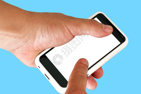 移动电话电脑手指男人互联网通讯器触摸屏展示电子白色电话小工具高清图片素材