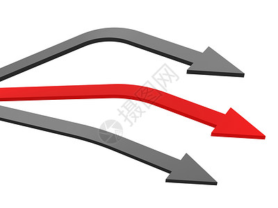 箭头立体插图灰箭头和红箭头人群优胜者线条优势电脑渲染速度商业红色灰色背景