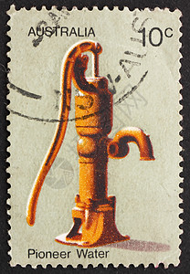 1972年 澳大利亚邮戳 1972年 水泵 先锋生命背景图片