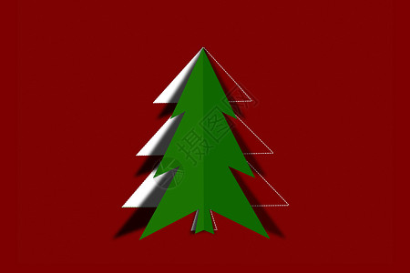 剪纸圣诞树背景