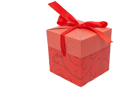 带丝带的红色礼品盒盒子惊喜展示背景图片