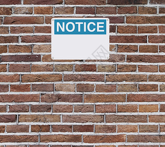 空白通知符号危险警告蓝色砖墙安全指示牌空格处工作信号信息背景图片