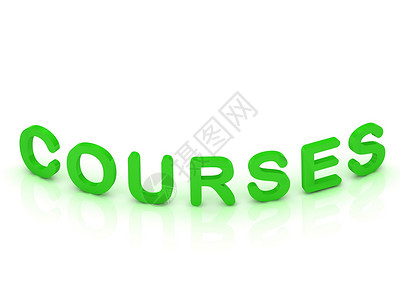 COURSES 带有绿色弯曲字母的标志推介会高清图片素材