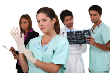 医务人员护士手套手术注册专家博士助产士医学笔记女士高清图片
