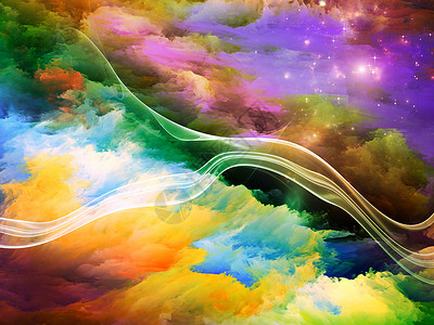 彩色星云效果分形画背景帆布科幻想像力辉光天堂构思小说星云宇宙笔触背景