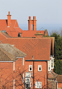 红砖房屋顶背景