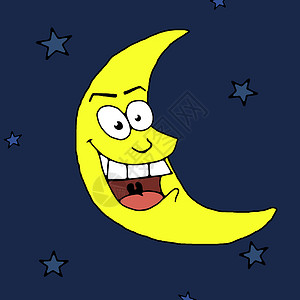 卡通月球黄色插图绘画卡通片乐趣星星背景图片