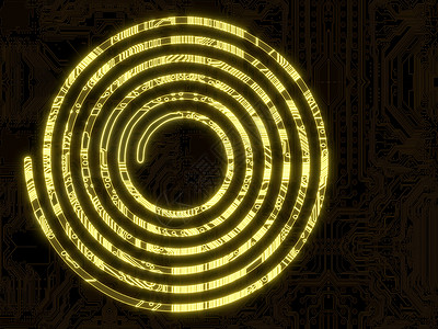计算机芯片上的光螺旋符号背景图片