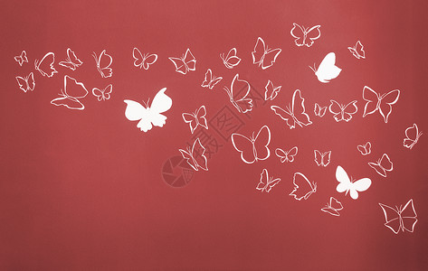 白色圆光影飞翔的蝴蝶背景墙纸材料团体红色背景图片