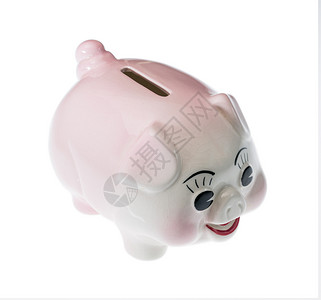 存钱罐粉色小猪被孤立的粉粉陶罐猪银行银行业投资小猪存钱罐安全陶器釉面现金财富玩具背景