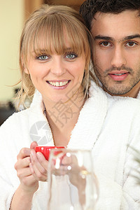 一起吃早饭金发边缘代沟不确定性咖啡牙齿男人女士夫妻头发背景图片