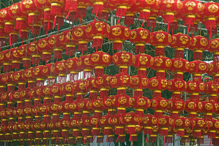 中国新年红灯笼挂在高处亲人民间家庭节日背景图片