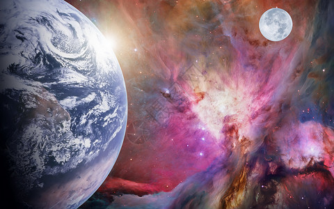 地球行星地球月亮月球阳光插图天空太阳系艺术宇宙太阳光线星星背景图片