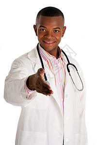 医生准备握手护士外套健康保健男性男人临床医生微笑黑色手势药品高清图片素材