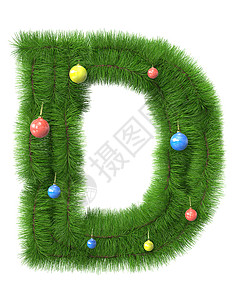 D字母由圣诞树枝制成背景图片