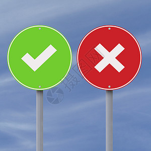 刻度线标记右对错绿色答案蓝色交通标记刻度标志红色路标决策背景