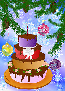 圣诞派好礼新年开胃的欢庆派甜点馅饼巧克力食物锥体礼物玫瑰纪念日假期叶子背景
