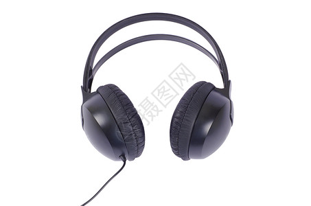耳机工具工作室白色技术音乐机动性电话电缆立体声黑色背景图片