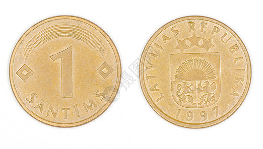 拉脱维亚白色硬币圆形金融商业钱币学现金金钱铸币历史性背景图片