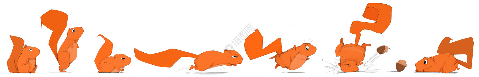 妖精尾巴温蒂有趣的松鼠手画作红色妖精宠物橡子毛皮绘画哺乳动物艺术动物动画片背景