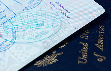 美国护照的签证印章游客身份移民国家外国人飞机场鉴别商业旅行旅游文件高清图片素材