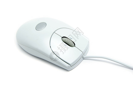 计算机鼠标光学白色电子产品按钮技术车轮老鼠绳索电脑金属背景图片