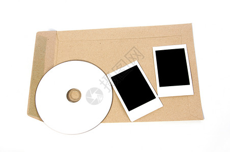 带有 cdrom 和框架的 Brown 信封文档软件光盘送货床单邮寄记录服务数据摄影照片背景图片