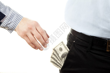 手从口袋拿钱货币储蓄商业现金经济商务人士金融男性花费白色的高清图片素材