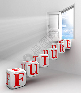 打开成功之门未来红字概念之门背景