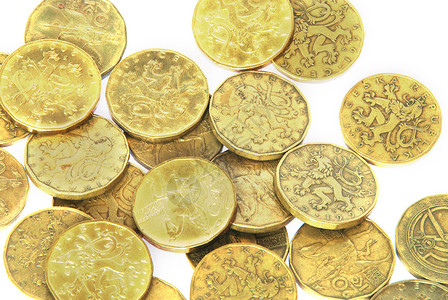 捷克克朗货币硬币商业金融笔记王冠财富经济背景图片