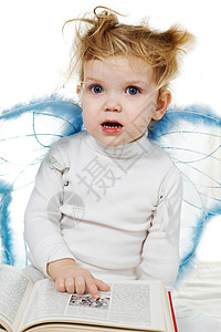 书翅膀素材婴儿宝宝儿童学习美丽蓝色孩子翅膀蝴蝶教育背景