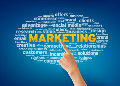 营销市场广告背景设计互联网顾客客户关系解决方案网络平面蓝色背景高清图片素材