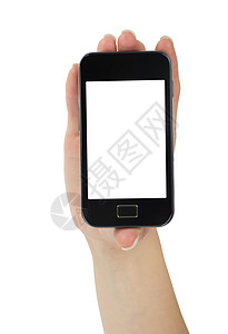 移动智能手机工作节目商业展示工具空白男人触摸屏白色屏幕通讯器高清图片素材