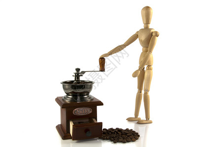 旧机器上的木木木木木木偶碾磨咖啡早晨高清图片素材