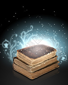 魔法书想像力阅读教育插图蓝色数据书店文学学习火花智慧高清图片素材