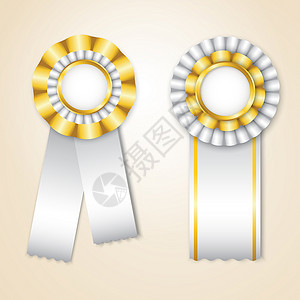 奖章标签一套矢量奖丝带金子保修单丝带插图认证标签精英文凭横幅报酬背景