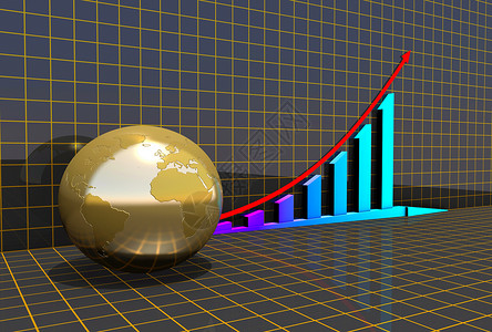 地球箭头箭头商业图表进步市场地球货币贸易库存生长金子投资统计背景