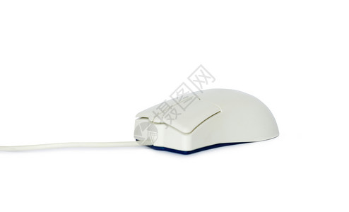 白电脑鼠标车轮滚动白色光学电缆绳索金属老鼠按钮技术背景图片
