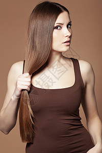 美丽的头发造型女性工作室女孩魅力冒充黑发光泽度女士高清图片
