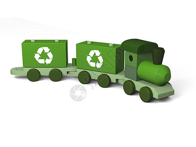 绿色玩具火车生态回收符号童年幼儿园环境插图背景图片