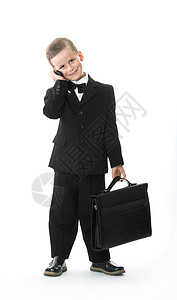 小手机包素材穿西装的男孩经理人士微笑讲话孩子商业男性生长办公室文件夹背景