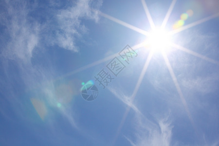 蓝天空中的太阳天气自由环境季节臭氧蓝色天堂射线星星晴天自然高清图片素材