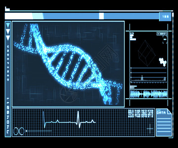 DNA 螺旋接口生物学染色体化学科学家界面原子遗传学测序生物蓝色背景图片